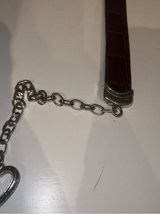 Vintage Brighton Hook Heart Chain Belt Brown Leather Small main image 5